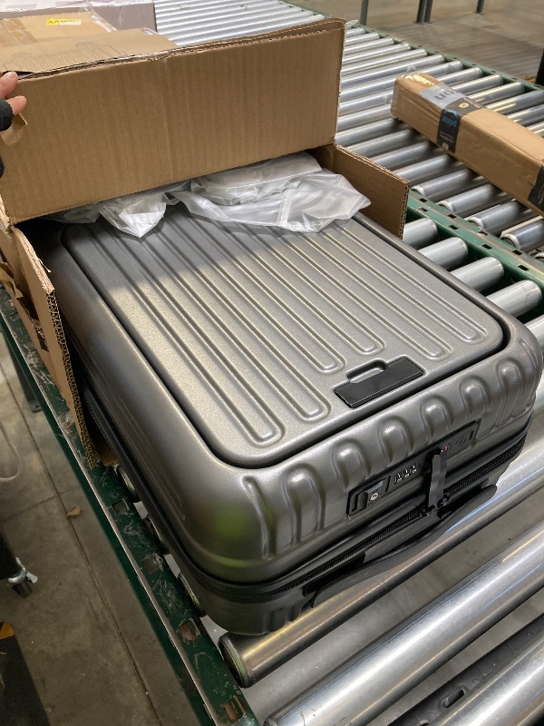 Photo 1 of Carry On Luggage 22x14x9 Airline Approved, 20 Inch Hard Shell Carry On Luggage, Suitcase Carry-on Small Siutcase with Wheels (Grey, 1PC)

