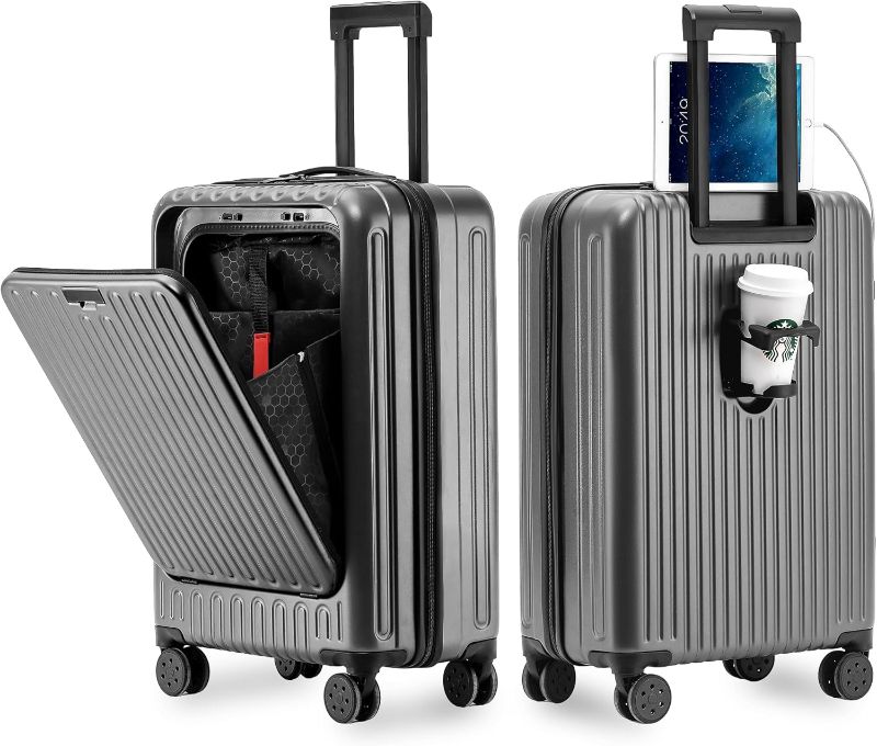 Photo 1 of Carry On Luggage 22x14x9 Airline Approved, 20 Inch Hard Shell Carry On Luggage, Suitcase Carry-on Small Siutcase with Wheels (Grey, 1PC)