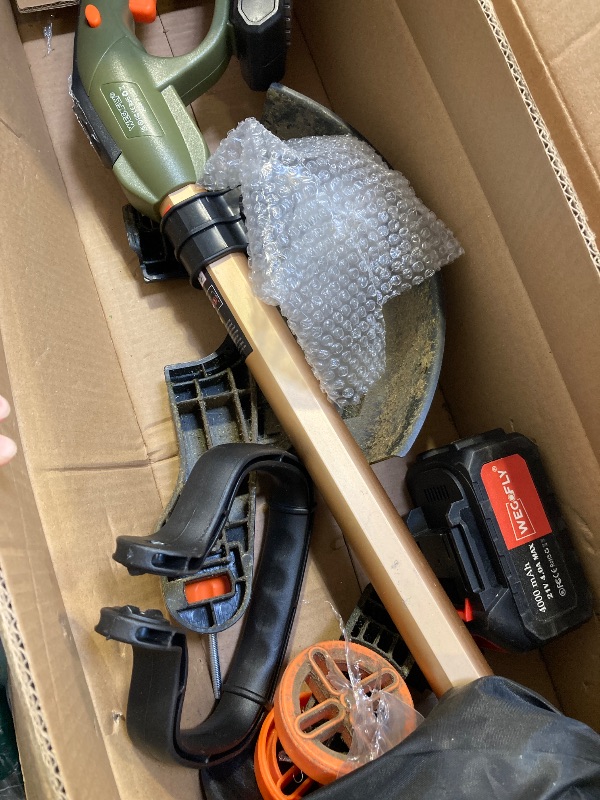Photo 1 of 12-Inch Cordless String Trimmer & Edger, (2 x 21V 4.0Ah Electric Brush Cutter Battery Powered), with Auxiliary Bracket, Side Ball, 90° Rotary Head, Telescopic Handle, 3 Cutting Methods(WEG21T)
