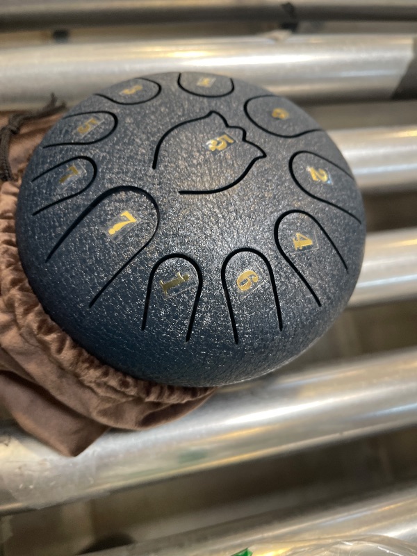 Photo 1 of Rain Drum for Outside Garden,Steel Tongue Drum 6 Inche 11 Note Steel Drums Rain Chime,Raindrop Drum,with Soft Bag,Music Book,2 Mallets (navy blue)