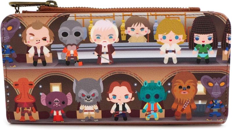Photo 1 of Loungefly x Star Wars Cantina Scene Bifold Wallet, Brown, One Size
