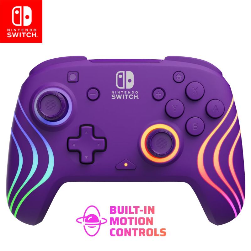 Photo 1 of PDP Afterglow Wave Wireless RGB Gaming Controller - Nintendo Switch/Switch Lite/Switch - OLED Model, Nintendo Switch 2, LED Lighting, Rechargeable Battery - Purple
