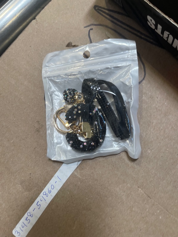 Photo 1 of Black Initial Keychain for Women Girls,Bling Letter C Key chain Initial with Heart,Letter Keychain Charms for Backpack Handbag
