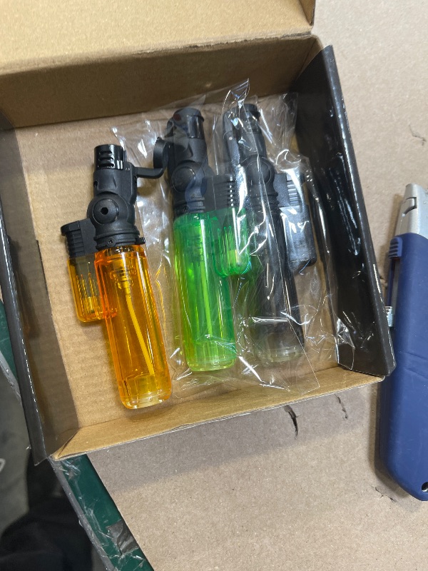 Photo 1 of 5 Pack Torch Lighter Mini Refillable Butane Lighters Single Jet Flame 45° Rotatable Torch Lighters Windproof Adjustable Butane Gas Lighter for Candle Camping Fireplace Party BBQ Grill(Without Fuel)
