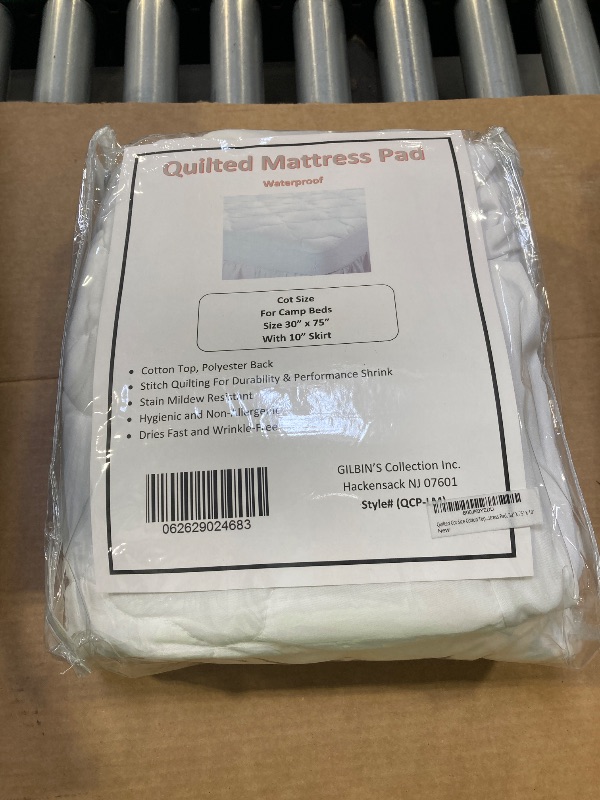 Photo 1 of Cot Size Mattress Pad Waterproof Quilted Cotton Top Soft Protector Cover Quilted Fitted Mattress ProtectorFits Narrow Twin/Camp Bunk/Rvs Bunk/Guest Be
