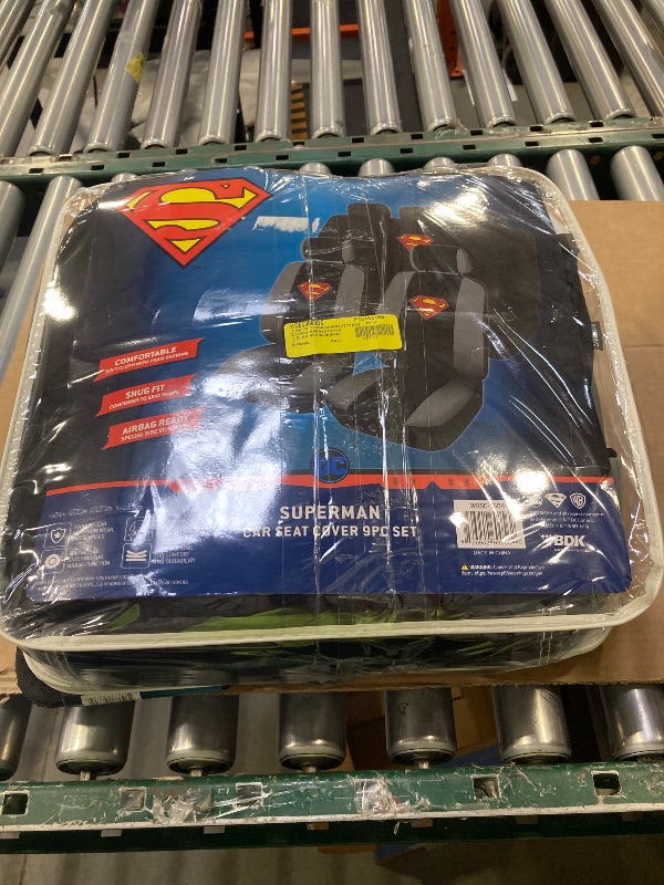 Photo 1 of BDK Warner Brothers DC Superman Front & Rear Car Seat Covers Full Set - Easy to Install Durable & Polyester Car Seat Cover - All Vehicles Airbag Compatible Universal Car Accessories (Black & Gray)