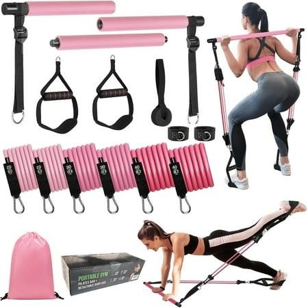 Photo 1 of Pilates Bar Kit with Resistance Bands Pilates Bar with Stackable Bands Workout Equipment for Legs Hip Waist and Arm Exercise Fitness Equipment for Wom
