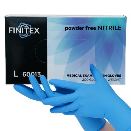 Photo 1 of FINITEX 200 Count Disposable Nitrile Gloves Latex-Free Hypoallergenic Blue Large Size
