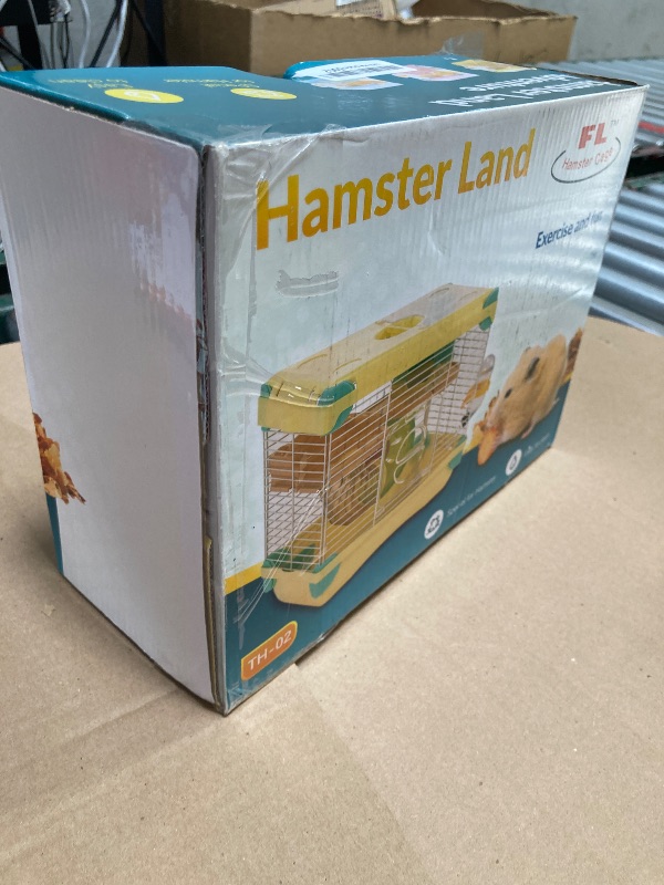 Photo 1 of Hamiledyi Portable Hamster Cage 2 Layers Dwarf Hamster Habitat Small Animal Travel Cage with Exercise Wheel Hamster Enclosure Mouse Cage for Hamsters Mice Gerbils or Other Tiny Pets
