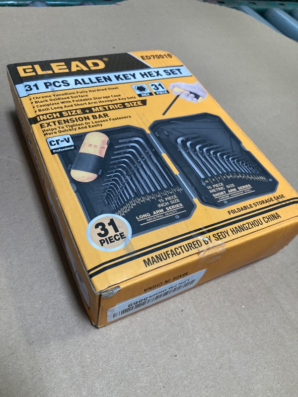 Photo 1 of ELEAD 31-Piece Hex Key Set - Allen Wrench Set, SAE and Metric Allen Keys MM(0.7mm-10mm) SAE(0.028"-3/8) Heat-Treated, Torque Handle, High Leverage, Long & Short Keys, Easy Organization