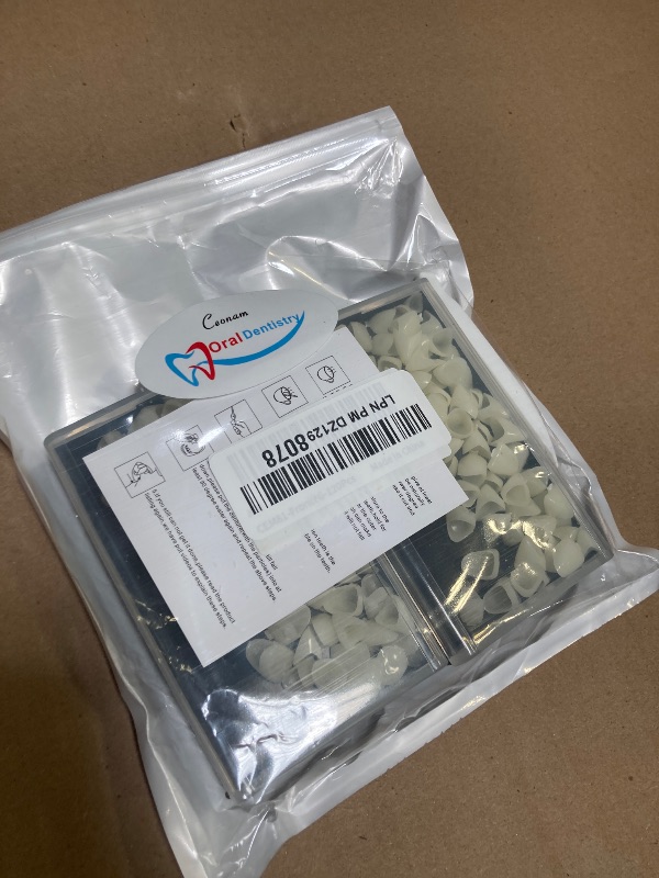 Photo 1 of 120 Pieces Fake Tooth Cap Crown Front Teeth with Tooth Repair Thermal Beads Cap Filler for Teaching or DIY (120pcs Front)