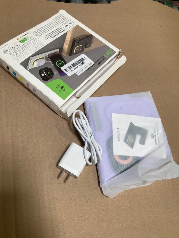Photo 1 of 3 in 1 Foldable Charging Station for Apple Products,Fast Wireless Charger Travel Dock Adapter&Light for iPhone 16/15/14/13/12/11/X/XS,for iWatch 10/9/8/7/Ultra2/Ultra,for AirPods 4/3/2/Pro/2(Purple)