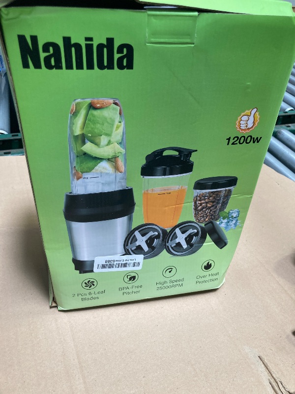 Photo 1 of Nahida Blender for Smoothies, 1200W Smoothie Blender for Ice Crushing, Blenders with (2) 6-Fin Blades, Personal Blenders for Kitchen with 23oz, 32oz, 37oz Easy Go Cups for Juices, Silver
