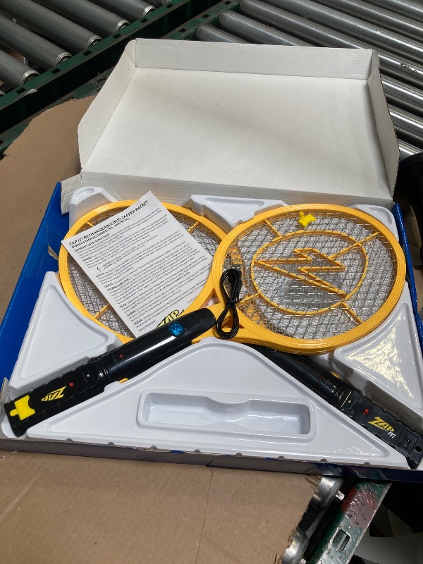 Photo 1 of ZAP iT! 4,000 Volt Electric Handheld Bug Zapper Racket - USB Rechargeable Indoor Safe Mosquito Zapper and Fly Swatter for Indoor and Outdoor Use - 2 Pack (Large, Yellow)