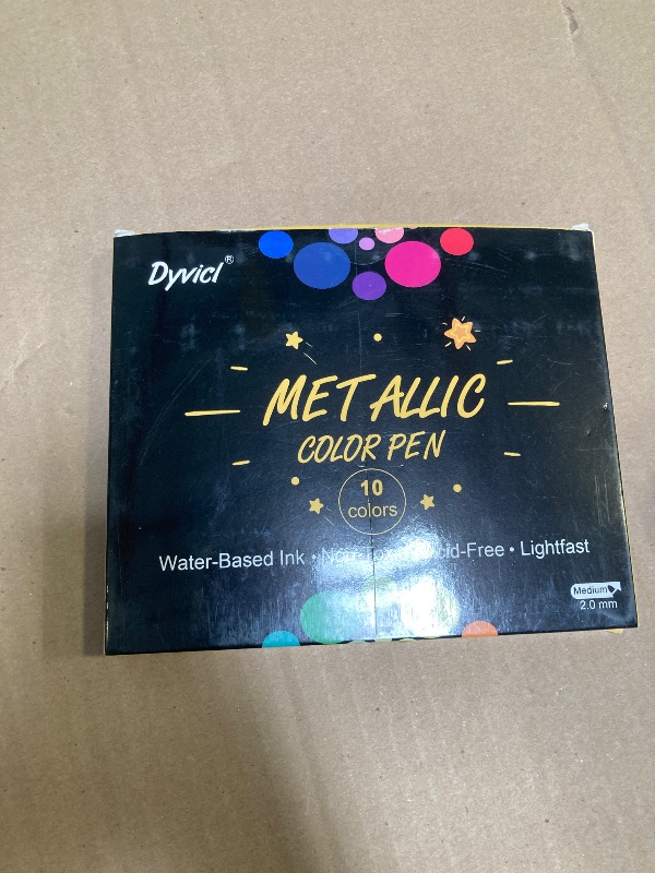 Photo 1 of Dyvicl Metallic Marker Pens - Set of 10 Medium Point Metallic Markers for Rock Painting, Black Paper, Card Making, Scrapbooking Crafts, DIY Photo Album