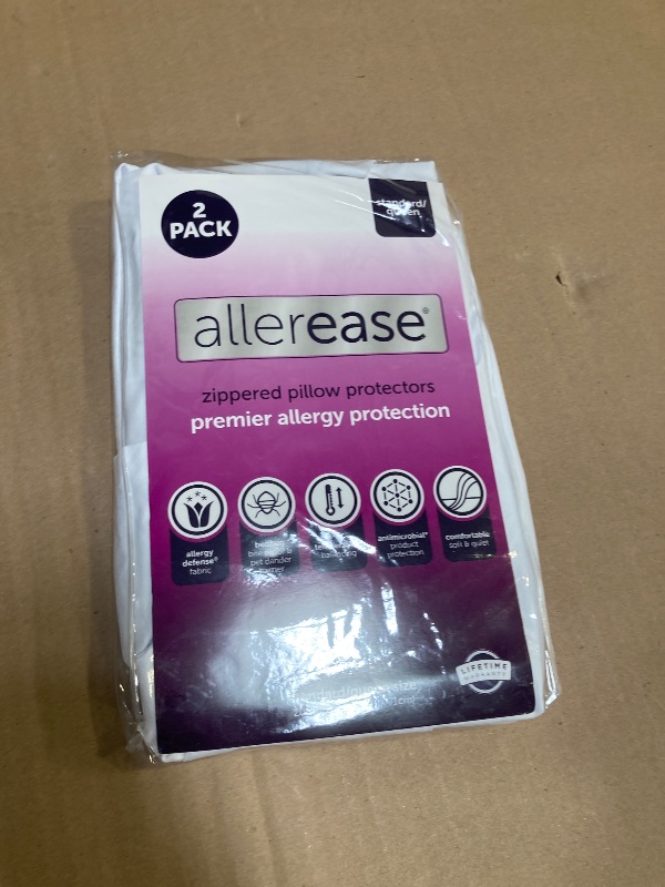 Photo 1 of Set of 2 Standard/Queen AllerEase Pillow Protectors - Temperature Balancing, Allergist Recommended - Premium Breathable, Zippered Protectors