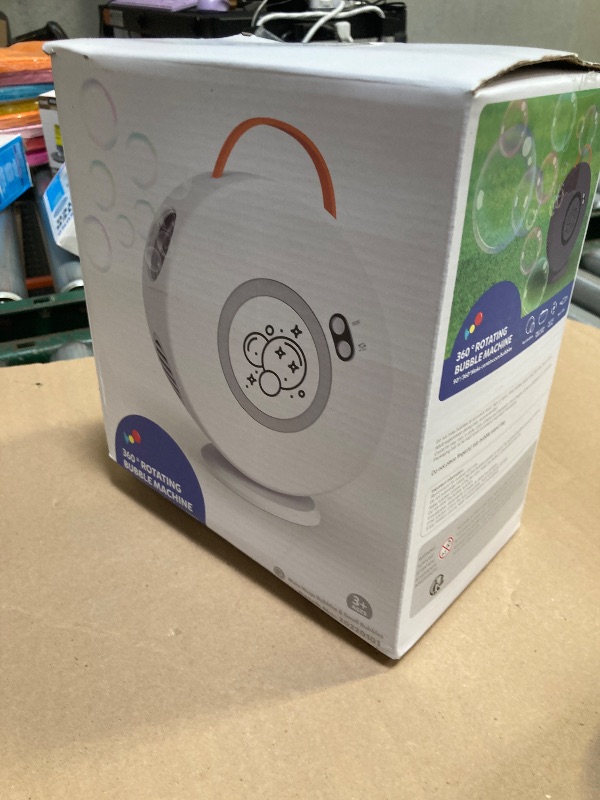 Photo 1 of Bubble Machine Automatic Bubble Blower for Kids Toddlers Rechargeable Battery Portable Bubble Maker Electric Bubble Machine Auto Rotating 90°/360° Outdoor Toy for Birthday Party Wedding
