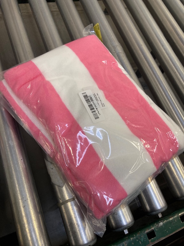 Photo 1 of HENBAY Large Oversized Beach Towel - 35 x 70 Inch Microfiber Pool Towel, Pink Striped Quick Dry Cabana Swim Towel