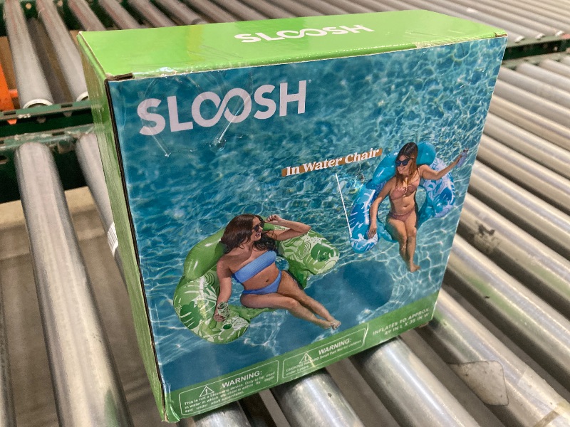 Photo 1 of SLOOSH Inflatable Pool Floats Adult,2 Pack Pool Chairs with Cup Holders,Blow up Floats Chair,Hammock Noodle Mat Leaves Design for Relaxing Summer Water Fun Swimming Party Beach,Blue,Green