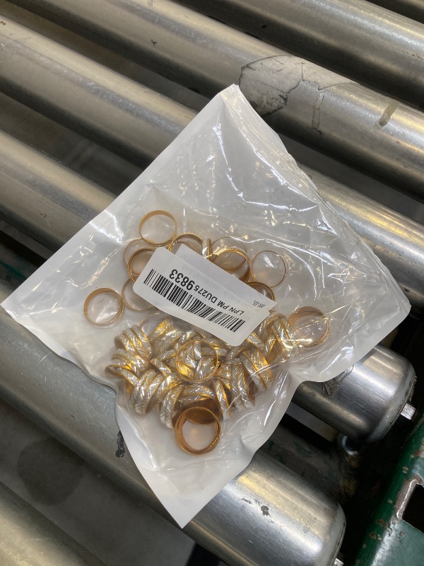 Photo 1 of Bridal Shower Rings Penta Angel 100Pcs Aluminum Alloy Glitter Fake Engagement Rings for Wedding Table Scatter Party Favors Decorations and Crafts DIY (Gold)