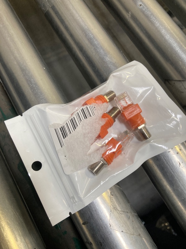 Photo 1 of BERANMEY RF to RJ45 Converter Adapter, 4 Pack F Female to RJ45 Male Ethernet Adapter Coaxial Coupler Coax Straight Connector (Orange 4pcs)