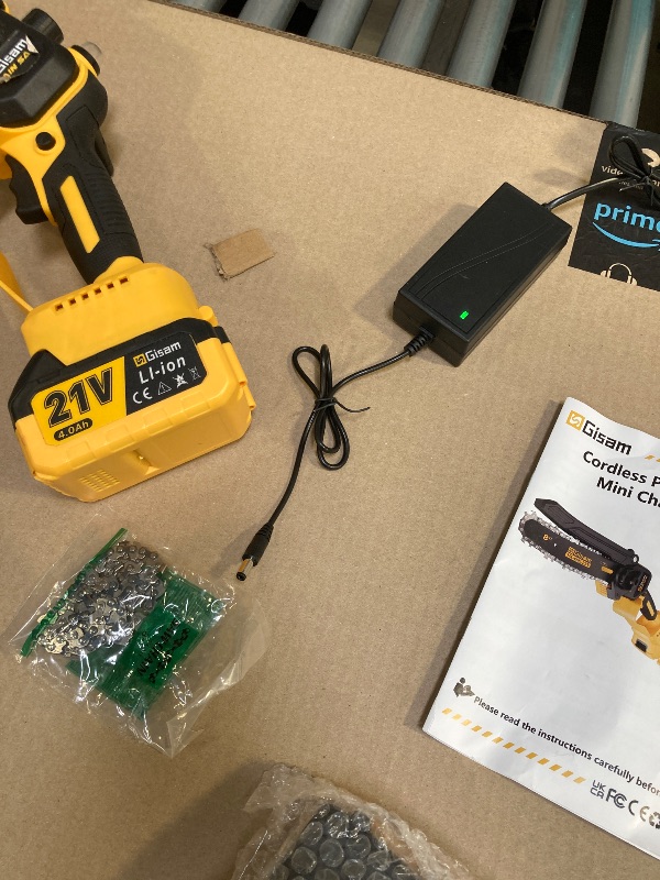 Photo 1 of Gisam 8Inch Cordless Pole Saw & Mini Chainsaw 2-IN-1, with Brushless Motor, 2x 4.0 Ah Batteries, Max Reach 14ft for Tree Trimming