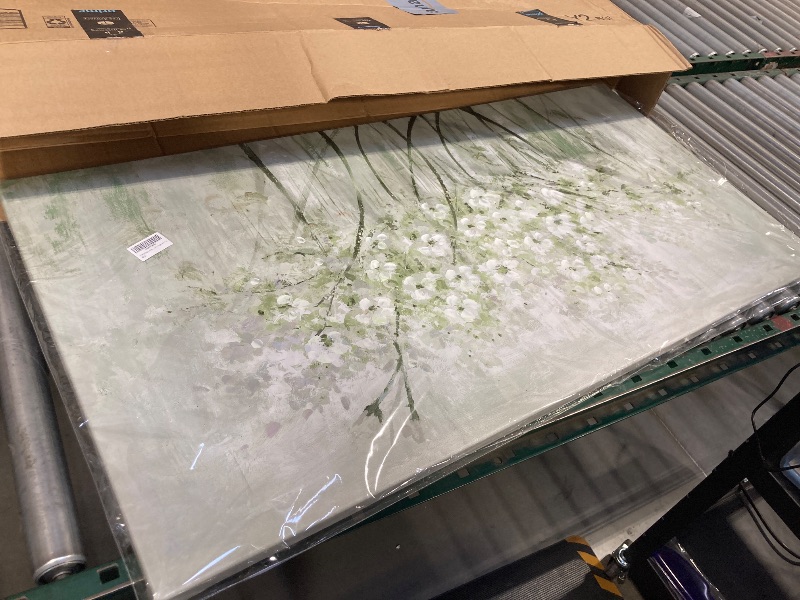 Photo 1 of MLART99 Modern Artwork Wall Decor White Flowers Picture Art 24"x48" Plant Wall Art Decorations for Living Room Office