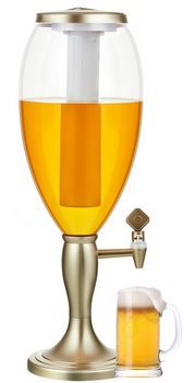Photo 1 of Beer Dispenser 5L/169oz Beer Beverage Dispenser with Ice Tube Mimosa Margarita Drink Tower with Spigot for Game Oktoberfest Party Home Bar Day Champaign Gold