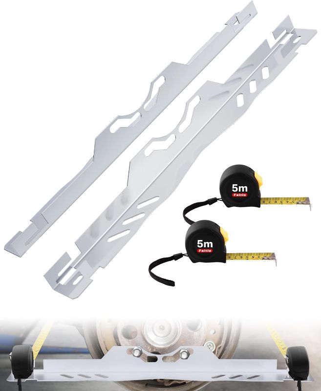 Photo 1 of  Wheel Alignment Tool Kit 2Pcs, Heavy Duty Toe Alignment Tool Plates with Tape Measures, Car Front End Alignment Tool Companion for Camber Alignment, Fast Accurate DIY Toe Alignment, No assembly,Silver 