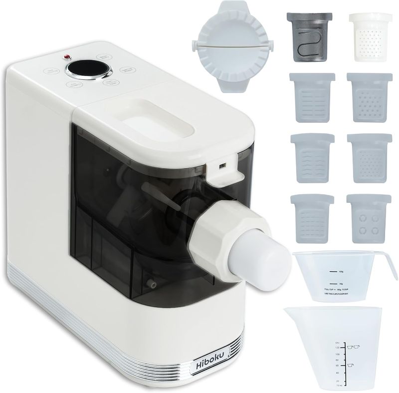 Photo 1 of  Automatic Pasta Maker Machine Electric Noodle with 3Min Mixer, 1-4 Servings with 9 Shaping Molds and Measure Cups, Angel Hair, Spaghetti, Fettucine, Dough, Dumpling and More, White 