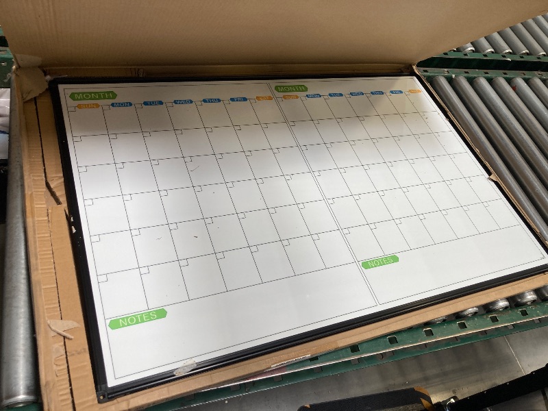 Photo 1 of JILoffice Magnetic Dry Erase Calendar Whiteboard, 2 Month White Board Planner 36 X 24 Inch, Black Aluminum Frame Wall Mounted Board for Office Home and School