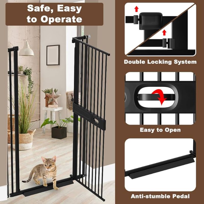 Photo 1 of SAYAWA 59" Extra Tall Baby Gate for Doorways, 29.6-53.1 Inches Pet Gate for Dogs Walking Thru, Pressure Mounted Tall Wide Dog Gates Indoor for Babies, Cat Safety Gate for Stairs Hallways Black