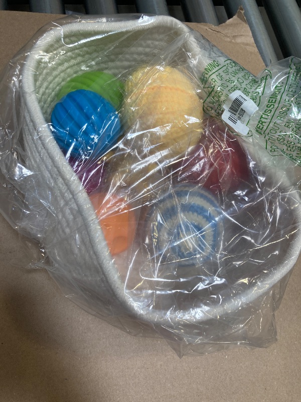 Photo 1 of Adena Montessori 8 Pack Sensory Balls for Toddlers 1-3,Sensory Baby Toys 6-12 Months,Infant Educational Squeeze Sensory Toy Soft Multi Ball Set Gifts with Bright Color Textured with White Woven Basket