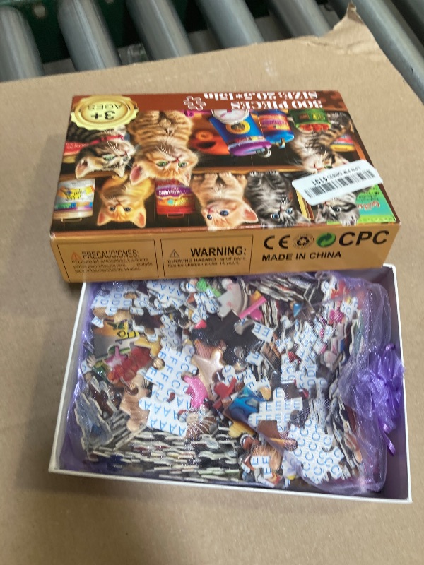 Photo 1 of 300 Pieces Cute Cats Puzzles for Adults,Large Piece Jigsaw Puzzle for Adults Teens Seniors,Fun Puzzle for Kids Ages 8-12,Challenging 300 Pieces Puzzles for Family,Great Gift for All Ages,20.5 x 15 in