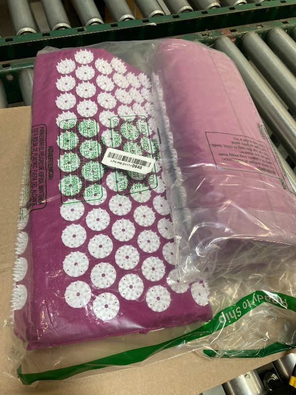 Photo 1 of ProsourceFit Acupressure Mat and Pillow Set for Back/Neck Pain Relief and Muscle Relaxation, Purple