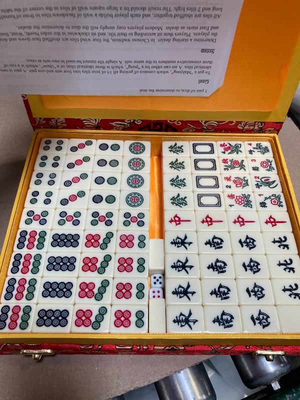 Photo 1 of Hey! Play! Chinese Mahjong Game Set with 146 Tiles, Dice, and Ornate Storage Case for Adults, Kids, Boys and Girls