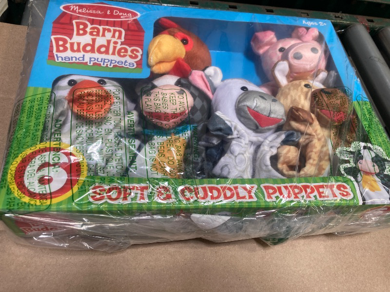 Photo 1 of Melissa & Doug Barn Buddies Hand Puppets, Set of 6 (Cow, Sheep, Horse, Duck, Chicken, Pig) , Multicolor
