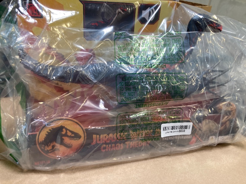 Photo 1 of Mattel Jurassic World Chaos Theory Slash N Roar Therizinosaurus Dinosaur Action Figure Toy, Attack Claws & Sound, Digital Play