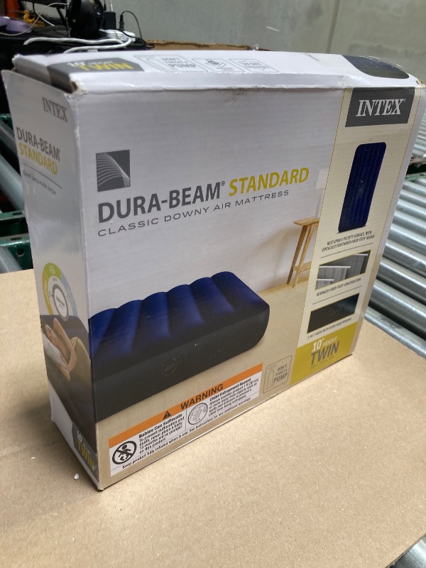 Photo 1 of Intex 64757E Dura-Beam Standard Downy Air Mattress: Fiber-Tech - Twin Size - 10in Bed Height - 300lb Weight Capacity - Pump Sold Separately