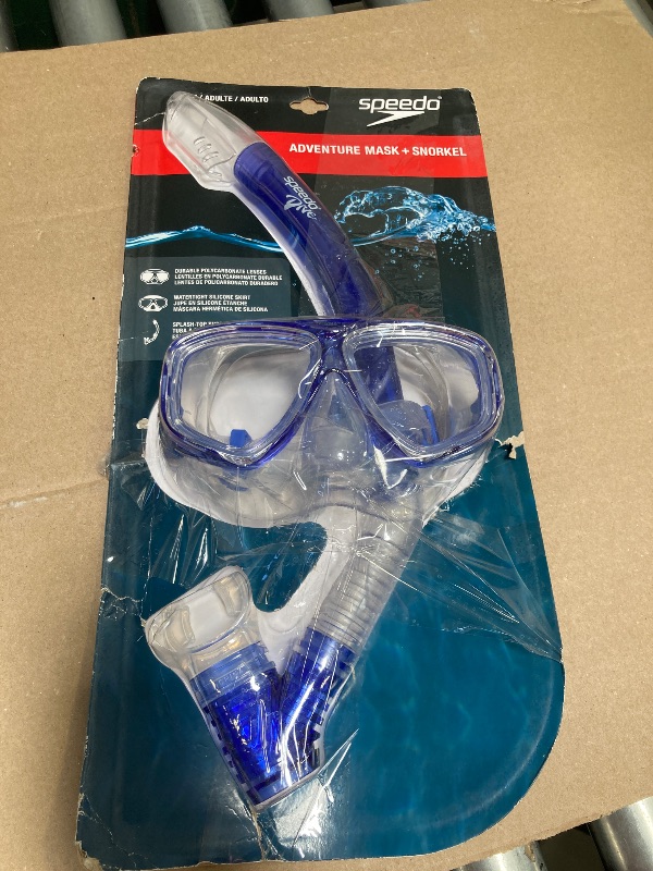 Photo 1 of Speedo Unisex-Adult Swim Snorkel Dive Mask Anti-Fog with Nose Cover Adventure Series, MS Blue, One Size