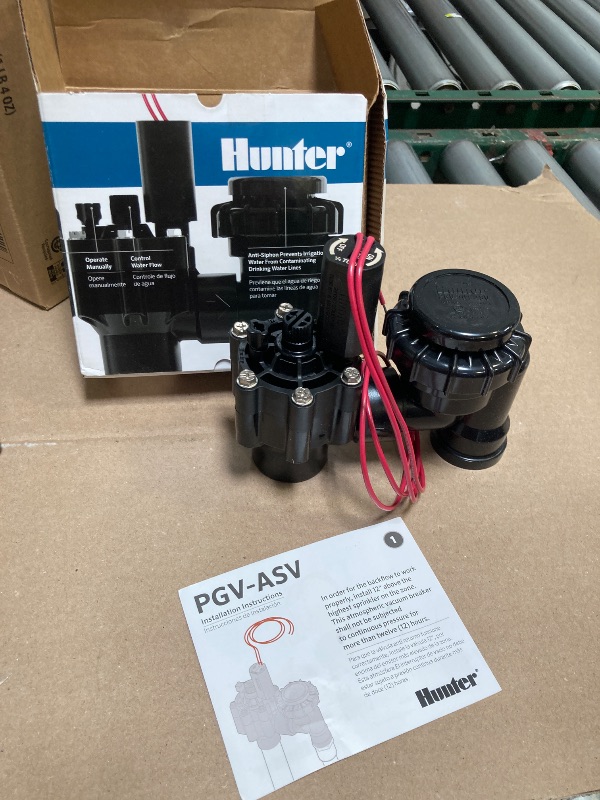 Photo 1 of Hunter 1" Anti Siphon Irrigation Valve, Sprinkler Valve with Backflow Preventer, Flow Control, 24V Solenoid, Fits Lawn Sprinkler and Drip Irrigation Systems, (PGV-101-ASV)
