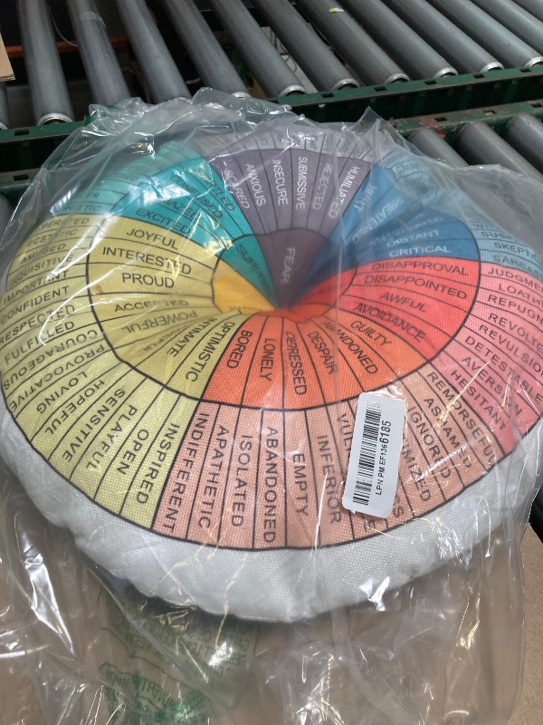 Photo 1 of Wheel of Emotions Feelings Pillow Round Throw Circle Seating Floor Cushion Comfortable Round Pillow Floor Cushions Mat for Therapist Counseling Office Home Sofa Decor (Dark Colors,20 x 20 Inch)