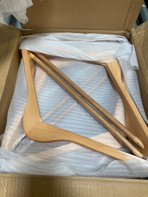 Photo 1 of HOUSE DAY Wide Shoulder Wooden Hangers 12 Pack, Wood Suit Hangers for Men with Non Slip Pants Bar, Smooth Finish Solid Wood Coat Hanger for Jacket, Pants, Dress, Heavy Clothes Hangers (Natural)