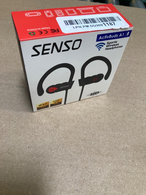 Photo 1 of Senso Bluetooth Headphones, Best Wireless Sports Earphones w/Mic IPX7 Waterproof HD Stereo Sweatproof Earbuds for Gym Running Workout 8 Hour Battery Noise Cancelling Headsets (Black Red)