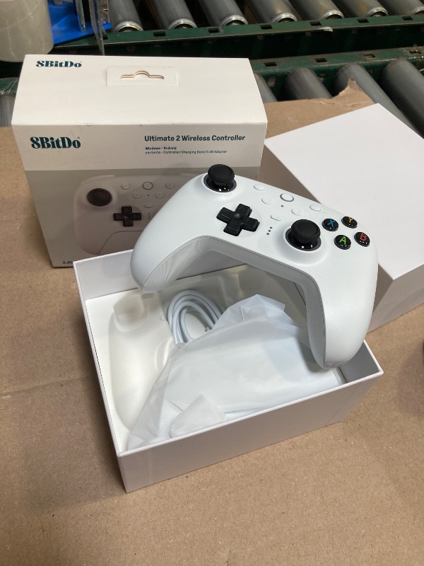 Photo 1 of 8BitDo Ultimate 2 Wireless Controller for Windows & Android, Gaming Controller with TMR Joysticks, Switchable Hall Effect/Tactile Triggers, RGB Fire Ring, 8Speed Wireless Tech, White