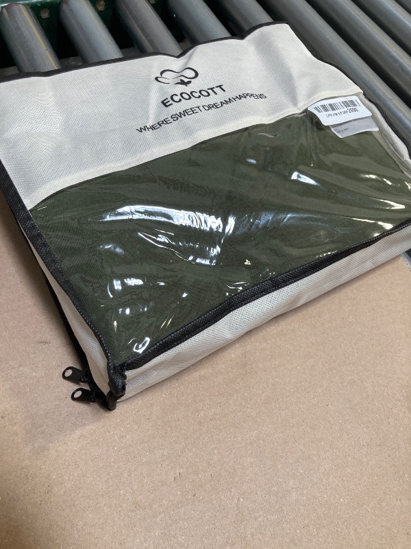 Photo 1 of ECOCOTT 3 Pieces Duvet Cover Set Full Size 100% Washed Cotton 1 Cover with Zipper and 2 Pillowcases, Ultra Soft and Easy Care Breathable Cozy Simple Style Bedding Set (Avocado Green)