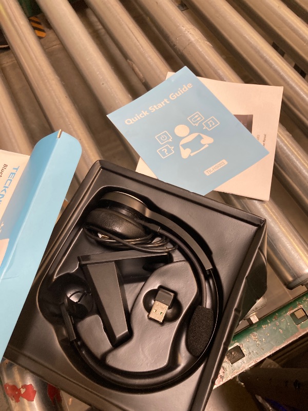 Photo 1 of TECKNET Bluetooth 5.0 Headset with Microphone for PC, USB Wireless Headset with Mic for Work, 40Hrs Worktime AI Noise Cancelling On Ear Bluetooth Headphones with Charging Base for Laptop/Call Center