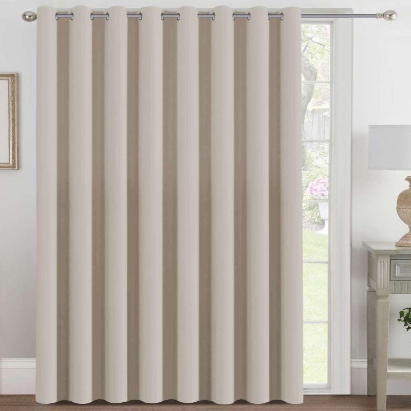 Photo 1 of H.VERSAILTEX Blackout Patio Curtains 100 x 84 Inches for Sliding Door Extral Wide Blackout Curtain Panels Thermal Insulated Room Divider - Grommet Top, 7' Tall by 8.5' Wide - BEIGE