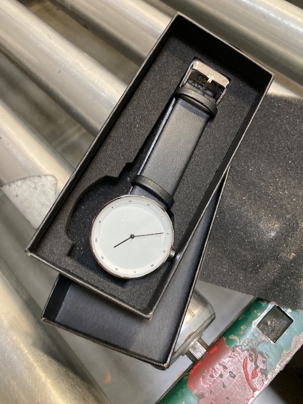 Photo 1 of AGEN KGEN Mens Watches Ultra-Thin Minimalist Waterproof Fashion Simple Business Wrist Watch for Men Unisex Dress with Leather Band(521-Silver Black)