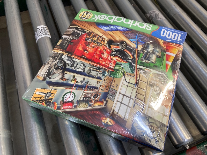 Photo 1 of Springbok Tool Man's Garage 1000 Piece Puzzle for Adults - Colorful Garage Filled with a Handyman's Gear